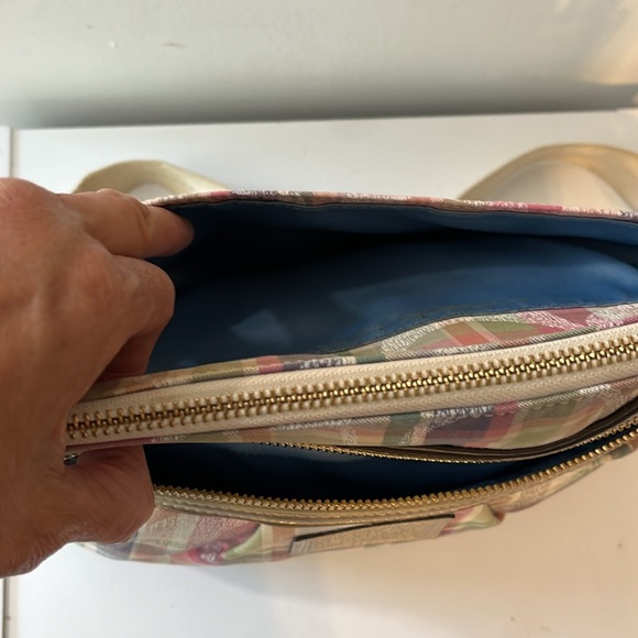 COACH POPPY DAISY MADRAS PASTEL TARTAN PLAID CROSSBODY BAG F22146 - Picture 7 of 9
